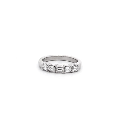 Emerald Cut Diamond Claw Set Ring in platinum or white gold. 