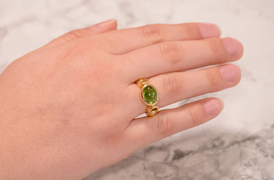 Cabochon Green Tourmaline Dress Ring