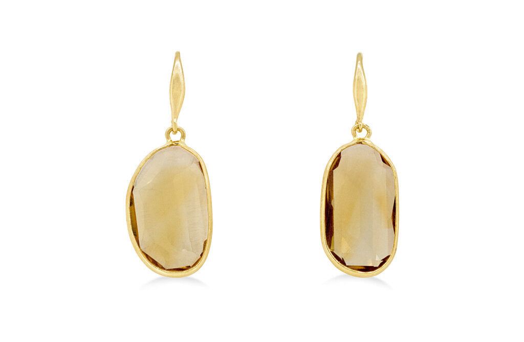 Citrine Polki Drop Earrings in Yellow Gold | 9.50ctw