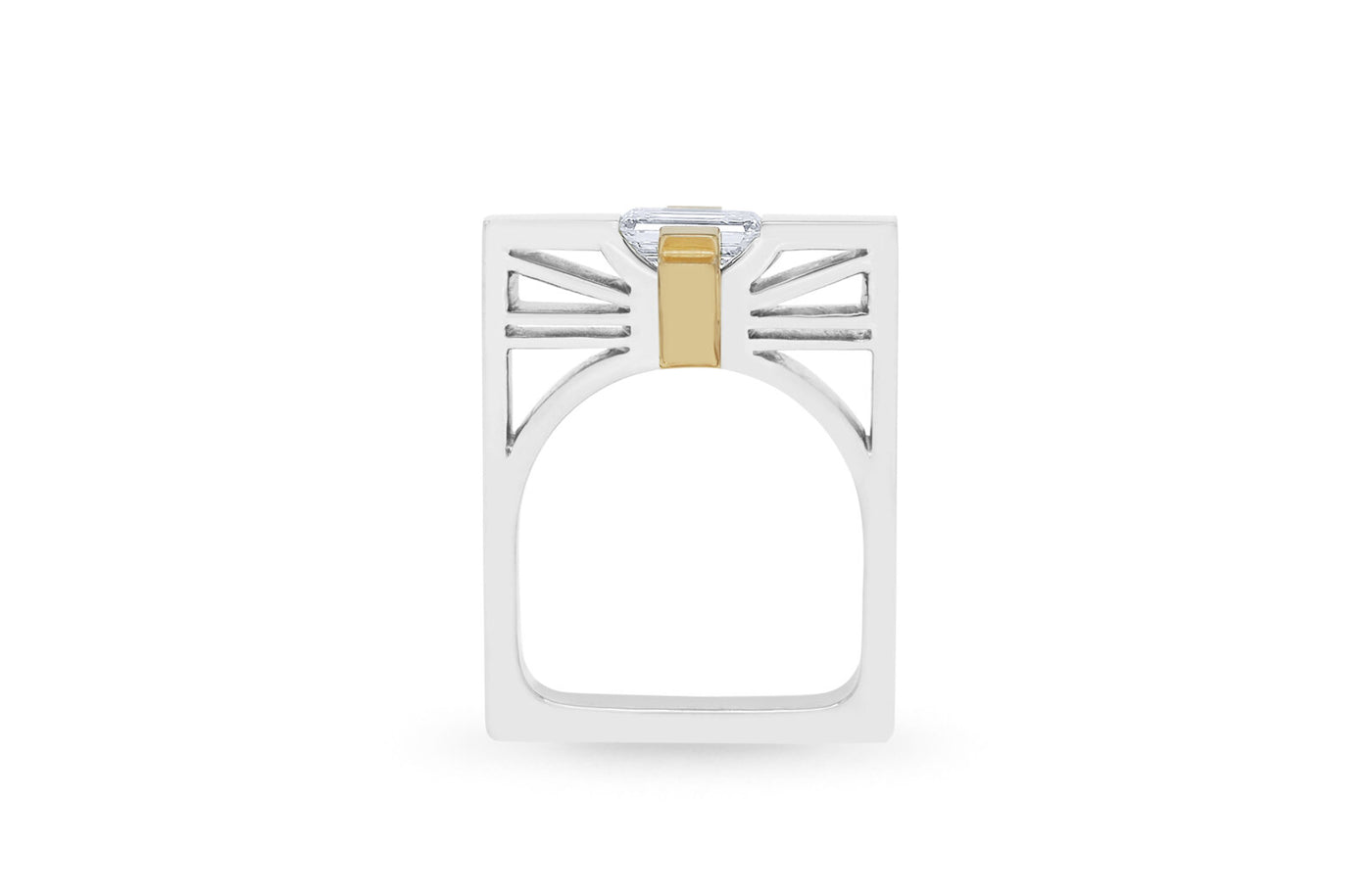 Tribeca: Modern Art Deco Two-Tone Diamond Ring