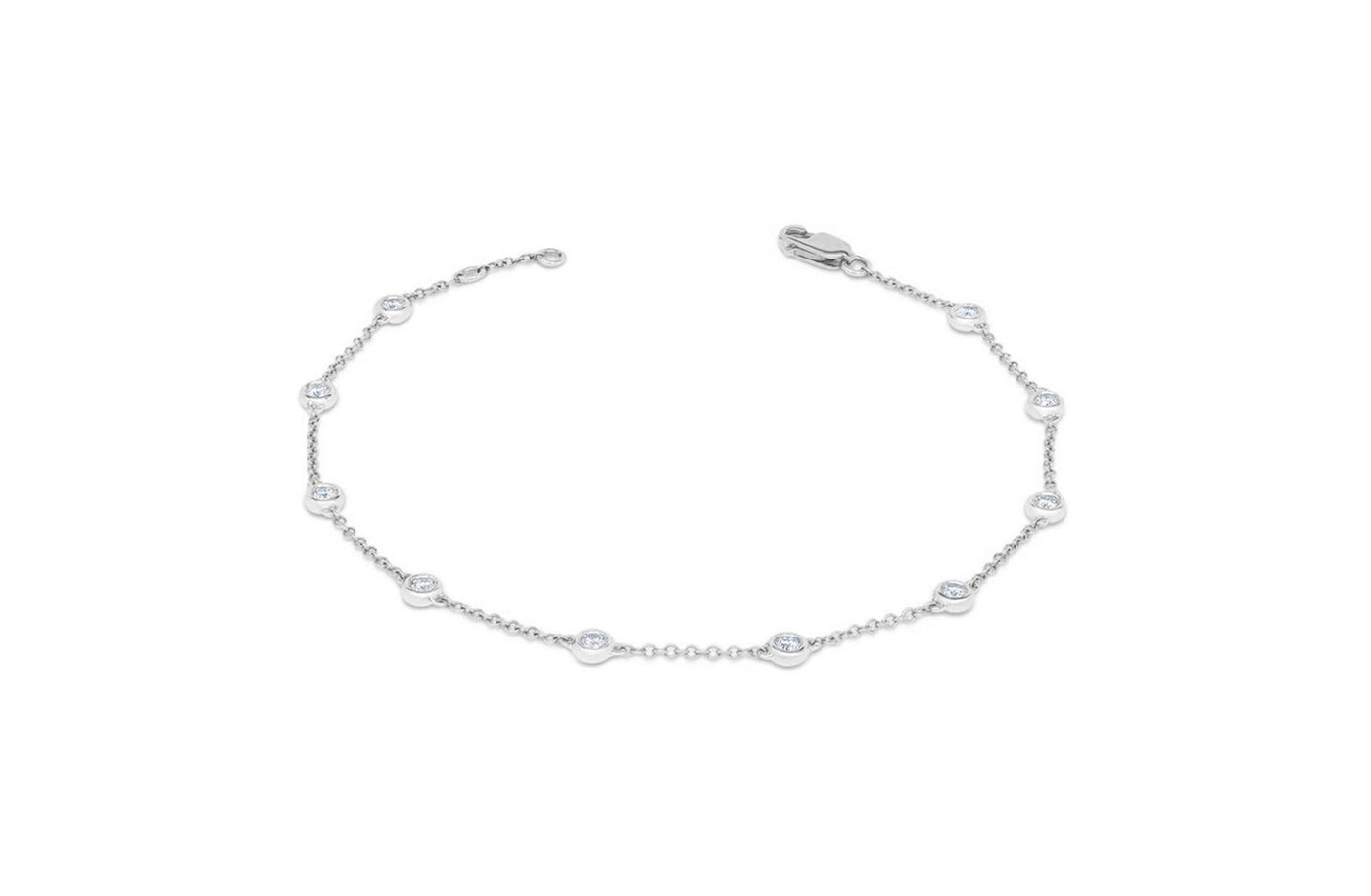 Bezel Set Diamond Bracelet in White Gold | 0.33ctw