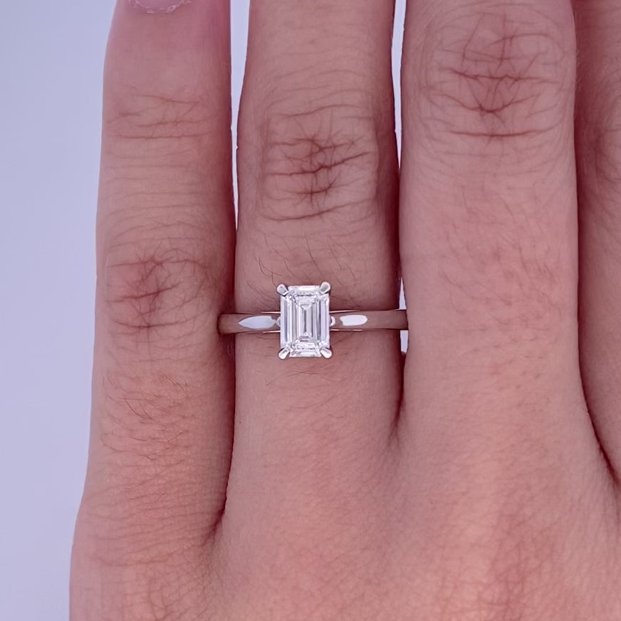 Alice: Emerald Cut Diamond Solitaire Ring