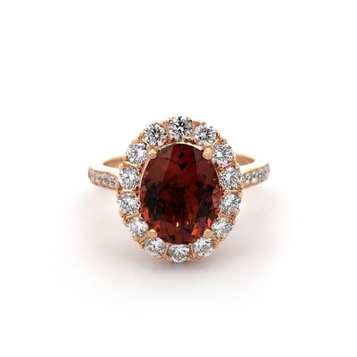 Crimson: Tourmaline & Diamond Halo Ring in Rose Gold | 2.60ct