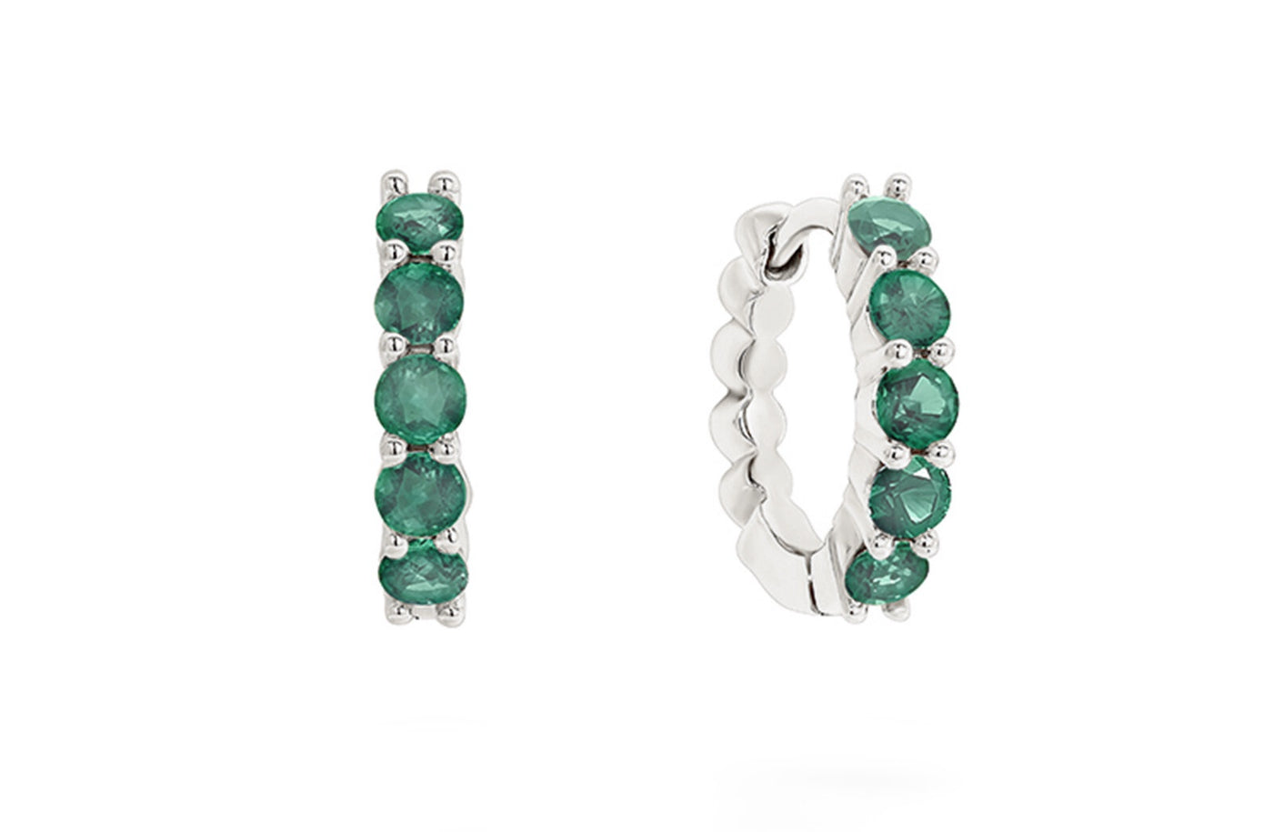 Emerald Claw Set Huggie Earrings in Gold | 0.34ctw