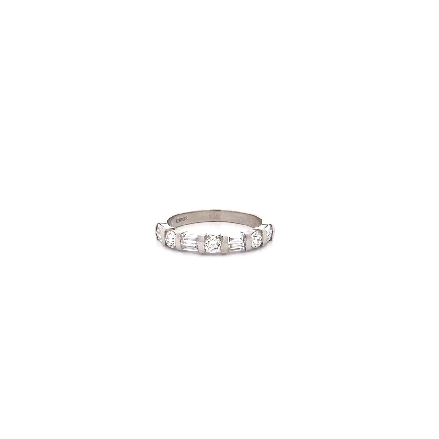 Brilliant & Baguette Cut Diamond Ring in Platinum | 0.68ctw