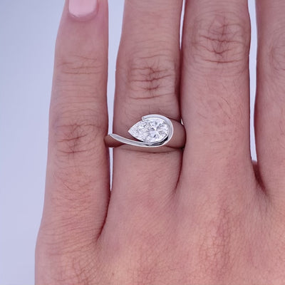 Patai: Pear Cut Diamond Solitaire Ring in Platinum | 1.00ct