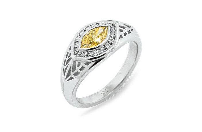 Fancy Yellow Marquise Cut Diamond Ring