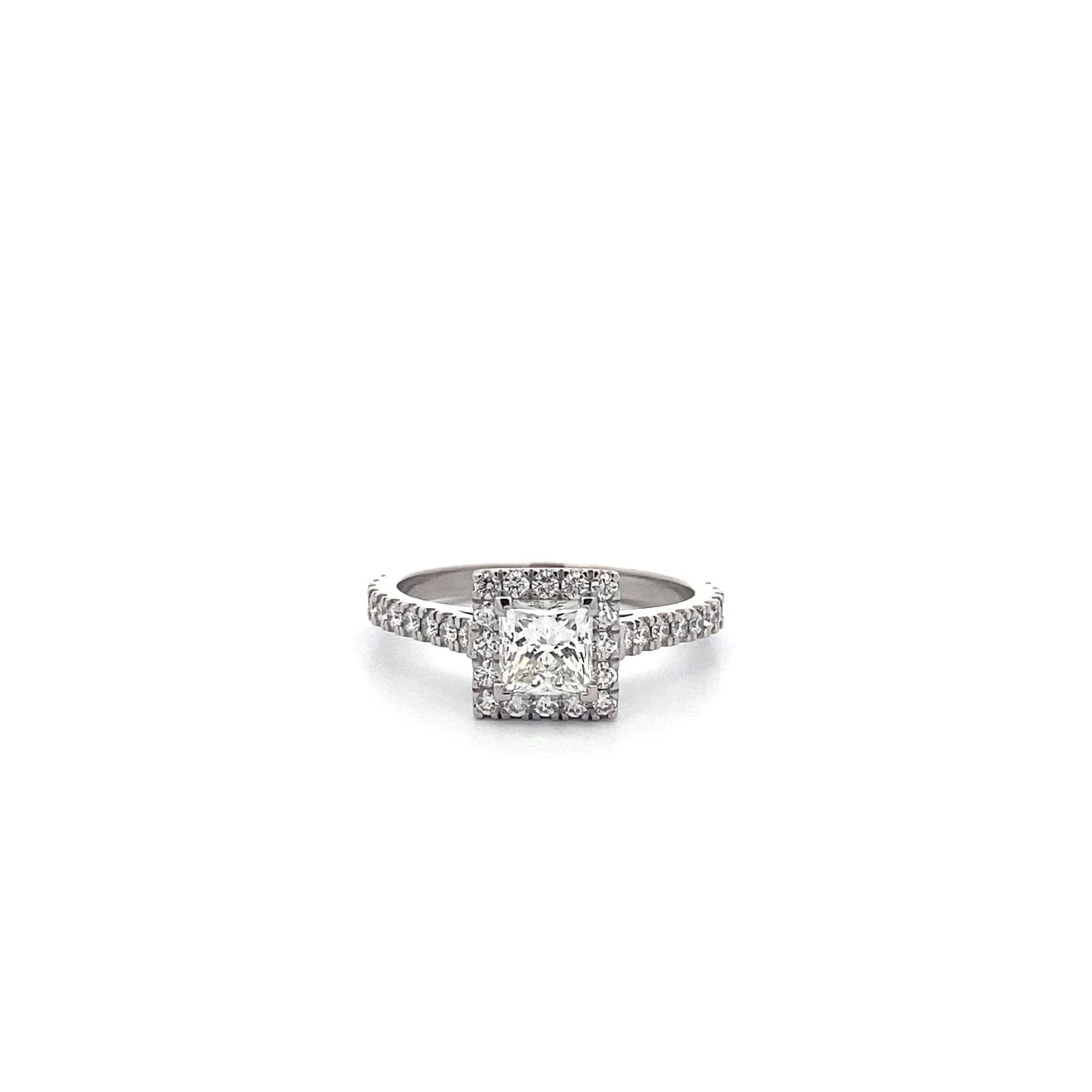 Adorn: Princess Cut Diamond Halo Ring in Platinum | 1.28ctw