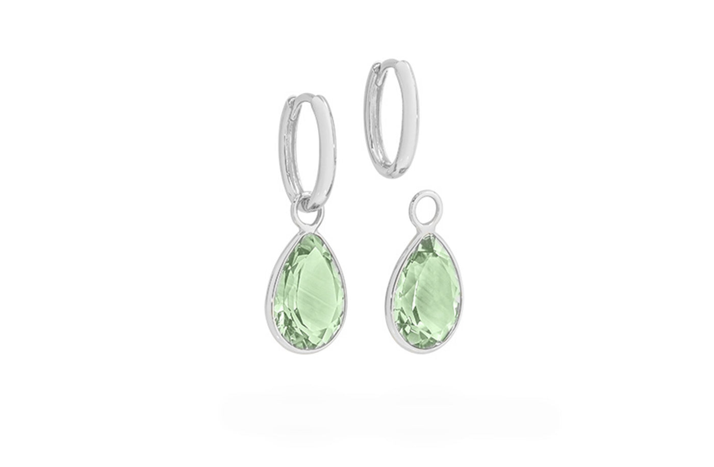 Green Amethyst Charm Huggie Earrings in Gold | 9.30ctw