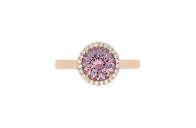 Purple Imperial Garnet Diamond Halo Ring