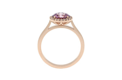Purple Imperial Garnet Diamond Halo Ring