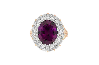 Malaia Garnet and Diamond Ring