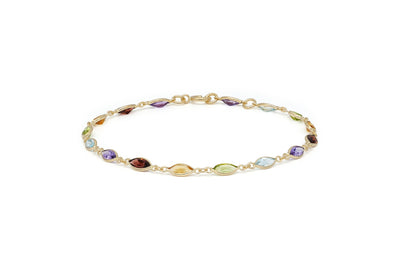 Marquise Cut Coloured Gemstone Bracelet in Gold | 3.50ctw