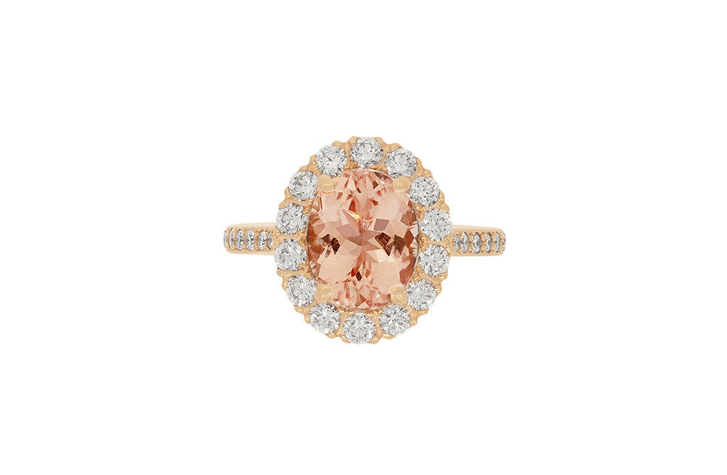 Morganite and Diamond Halo Ring