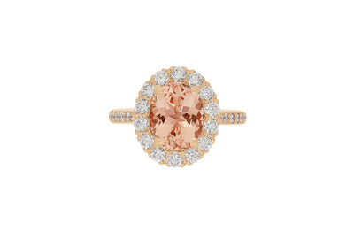 Morganite and Diamond Halo Ring