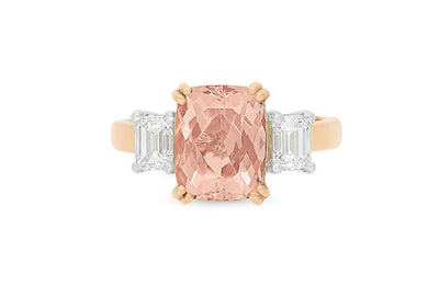 Morganite and Emerald Cut Diamond Ring