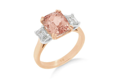 Morganite and Emerald Cut Diamond Ring