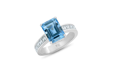 Aquamarine and Diamond Ring