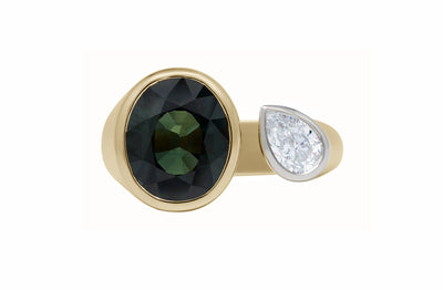 Carnaby St: Green Sapphire and Diamond Ring
