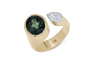 Carnaby St: Green Sapphire and Diamond Ring