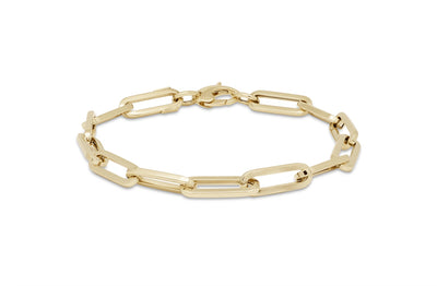 Paperclip Chain Bracelet in Yellow Gold