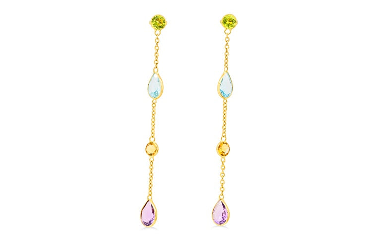 Aura: Coloured Gemstone Drop Earrings | 4.00ctw