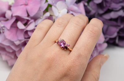 Rosebud: Pink Sapphire, Ruby and Diamond Cluster Ring