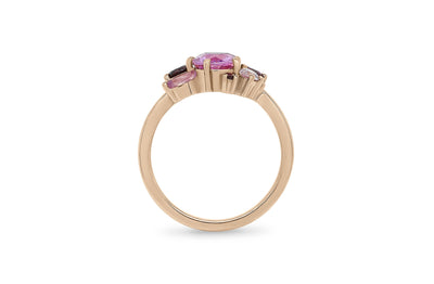 Rosebud: Pink Sapphire, Ruby and Diamond Cluster Ring