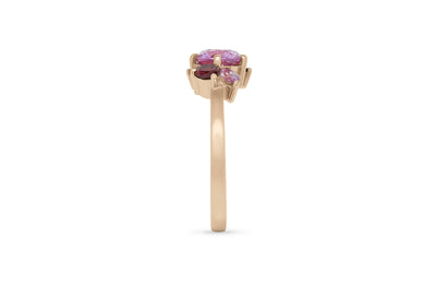 Rosebud: Pink Sapphire, Ruby and Diamond Cluster Ring