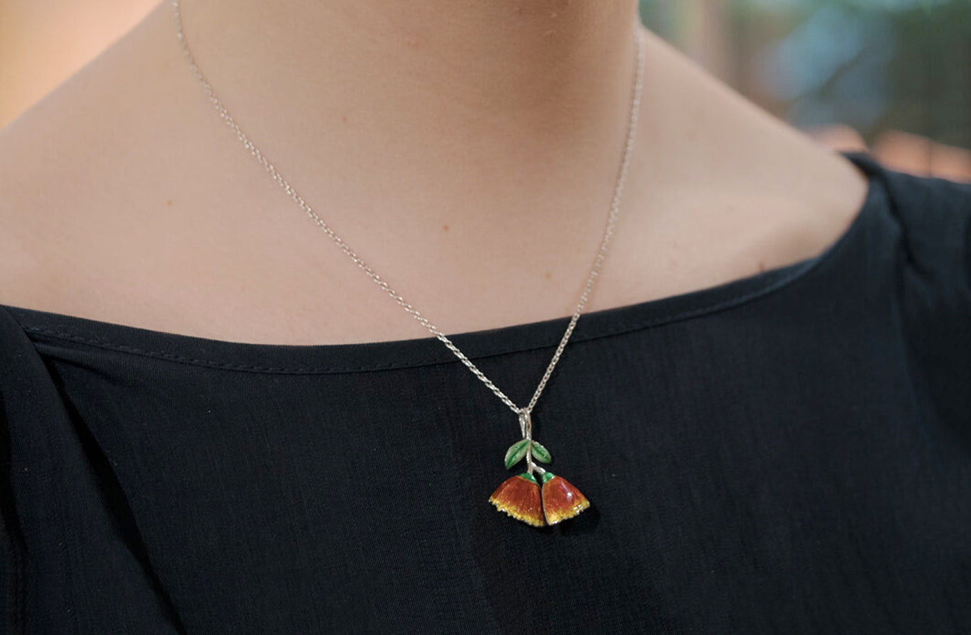 Pohutukawa Enamel Pendant