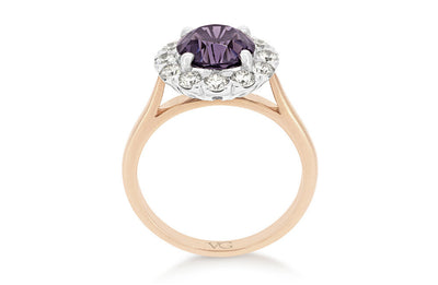 Purple Spinel Diamond Halo Ring