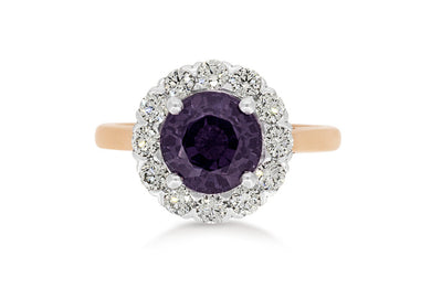 Purple Spinel Diamond Halo Ring