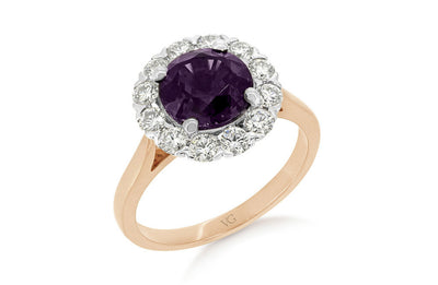Purple Spinel Diamond Halo Ring