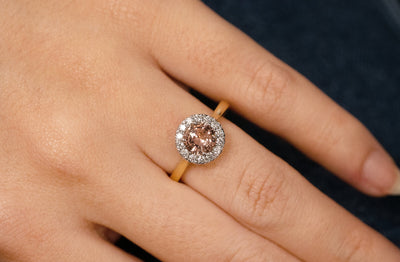 Rosé: Sapphire Diamond Halo Ring