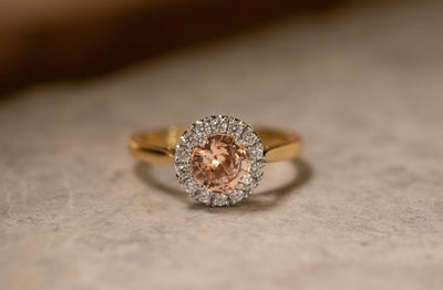 Rosé: Sapphire Diamond Halo Ring