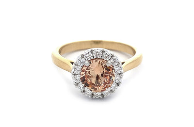 Rosé: Sapphire Diamond Halo Ring