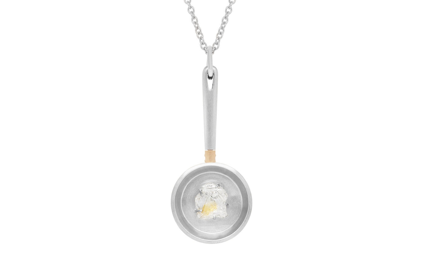 Sunny Side Up: Natural Diamond Crystal Frying Pan Pendant in Gold | 1.84ct