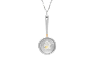 Sunny Side Up: Natural Diamond Crystal Frying Pan Pendant in Gold | 1.84ct