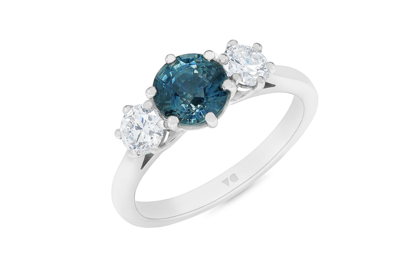 Alpine: Teal Sapphire and Diamond Three Stone