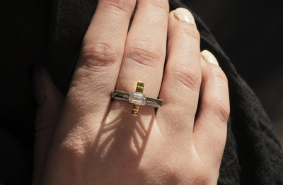 Tribeca: Modern Art Deco Two-Tone Diamond Ring