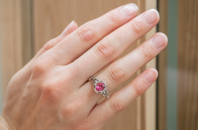 Pink Spinel and Diamond Ring